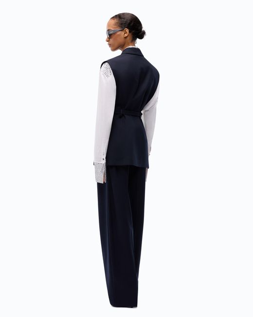 Pinko Blue Vest With Open Sides And Belt