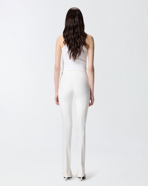 Pinko White Trousers With Adjustable Hem Slit Detail