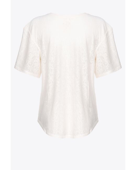 Pinko White Slub Linen T-shirt