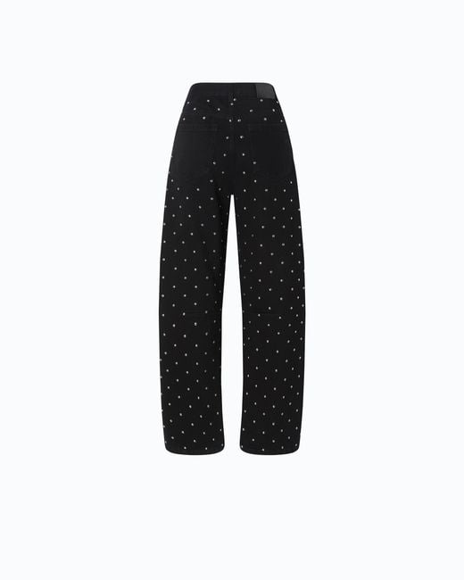 Pinko Black Barrel-Fit Trousers With Studs