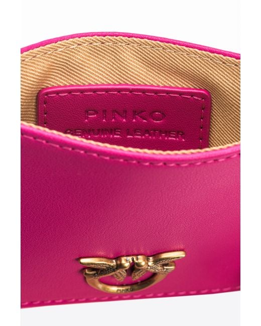 Pinko Pink Leather Card Holder With Chain