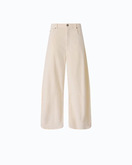Pinko White Barrel-Fit Corduroy Trousers