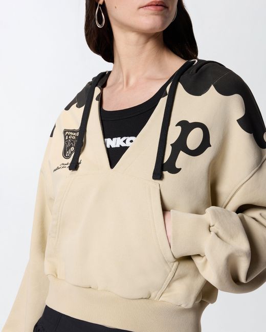 Pinko Natural V-Neck Hoodie