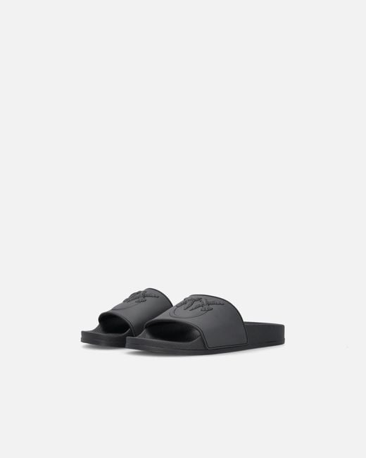 Pinko White Rubber Slip-On Sandals With Love Birds Maxi Logo