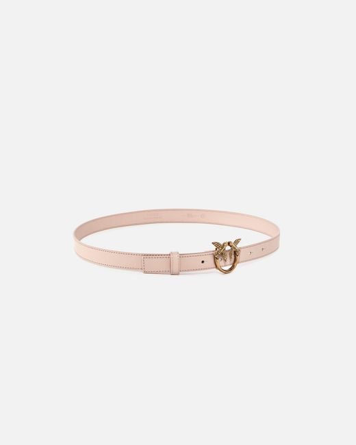 Pinko White Love Birds Thin Leather Belt 2Cm