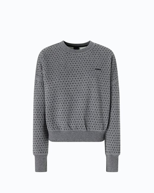 Pinko Gray Fully Rhinestoned Fleece Sweater
