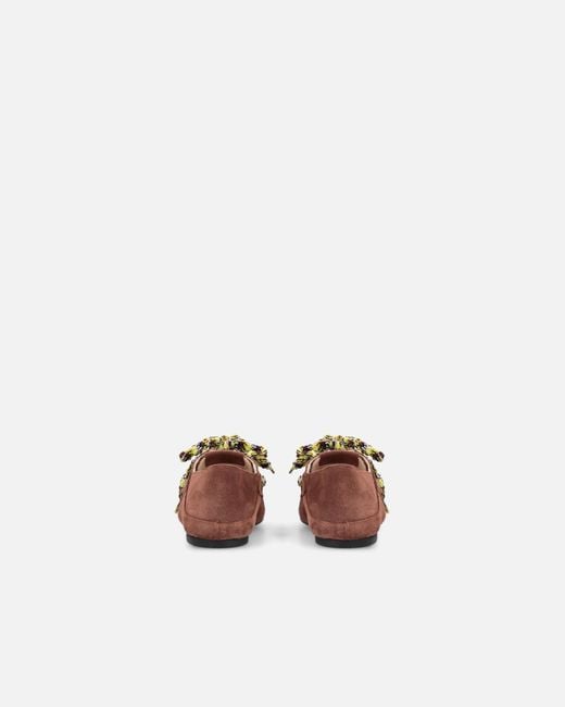 Pinko White Suede Moccasins With Multicoloured Laces