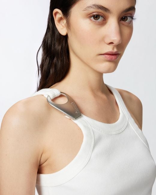 Canotta A Costine Con Fibbia Reimagine X Patrick Mcdowell, Bianco Brill di Pinko in White