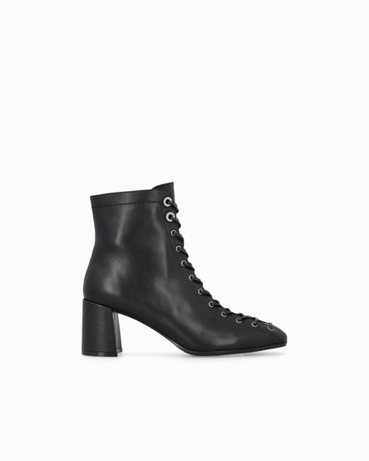 Pinko White Lace-Up Leather Ankle Boots With Heel