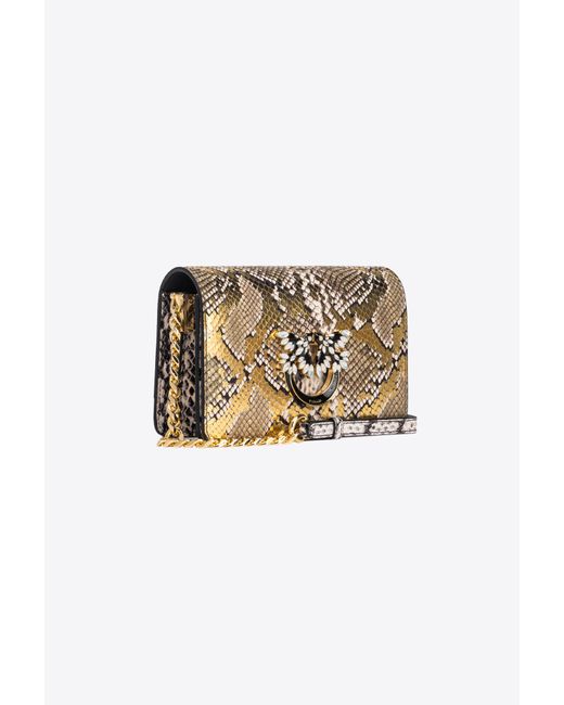 Pinko White Galleria Mini Love Bag Click In Laminated Reptile Skin