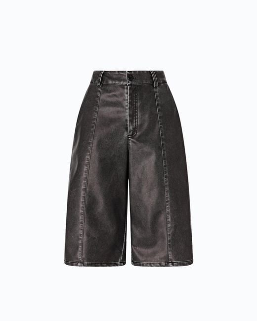 Pinko Gray Vintage-Effect Canvas Bermuda Shorts