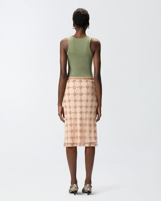 Pinko Green Vest Top With Love Birds Golden Detail