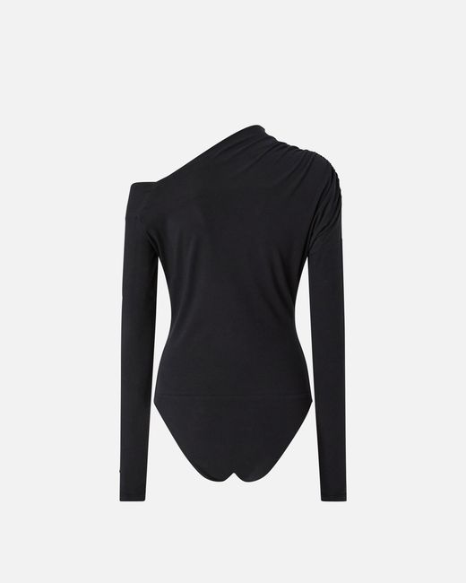 Pinko Black Bodysuit With Asymmetric Neckline