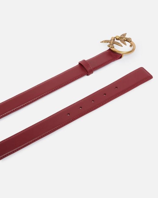 Pinko White Love Birds Leather Belt 3Cm