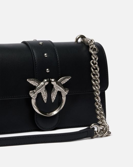 Pinko Black Love Bag One Small Crossbody Bag In Leather