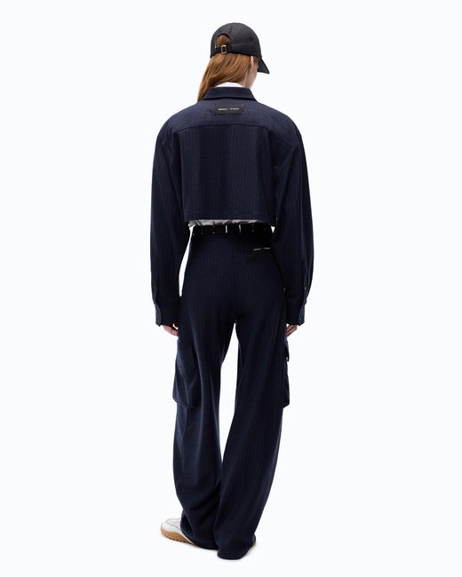 Pinko Blue Pinstriped Cropped Shirt
