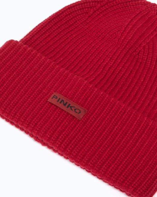 Pinko Red Beanie With Logo Lettering