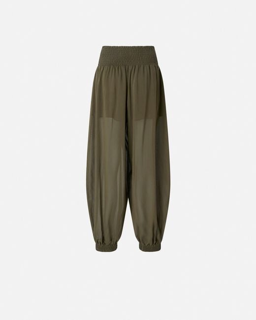 Pinko Green Semi-Sheer Balloon-Fit Trousers