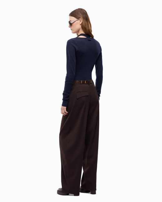 Pinko Blue Wool Sweater With Lace And Sash