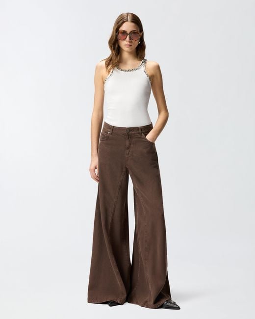 Pinko Brown Super-Wide-Leg Jeans