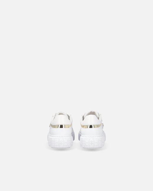 Pinko White High-Soled Flatform Sneakers With Metal Logo