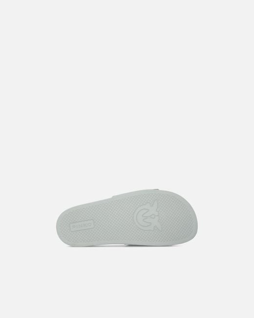 Pinko White Rubber Slip-On Sandals With Love Birds Maxi Logo