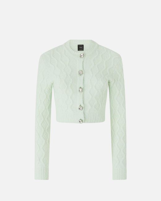 Pinko Green Cropped Cardigan With Jewel Buttons