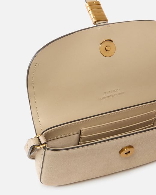 Pinko Natural Saddle Flat Medium Shoulder Bag