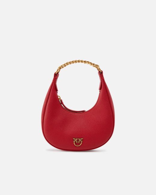 Pinko Red Brioche Bag Rounded Leather Shoulder Bag