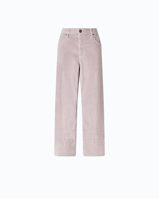 Pinko Pink Cropped Velvet Trousers With Leather Belt