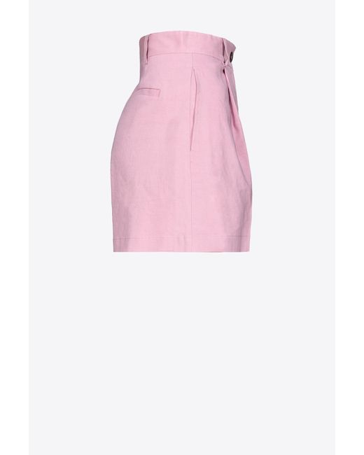 Pinko Pink Tailored Linen Shorts