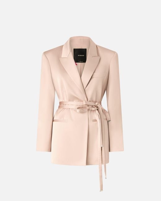 Pinko Pink Satin Jacket With Belt