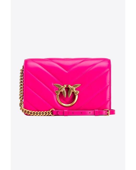 Classic Love Bag Click Big Chevron di Pinko in Pink