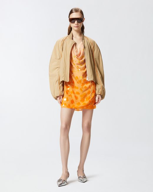 Pinko Orange Gradient Mini Dress With Sequins And Open Back