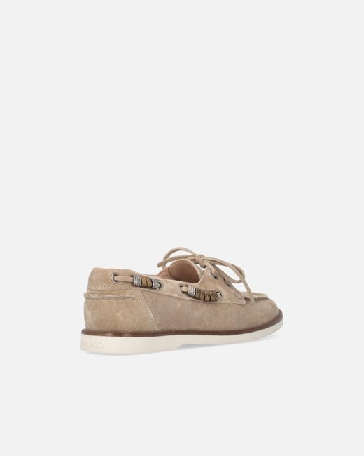 Pinko White Suede Moccasins With Jewel Details