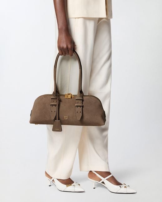 Pinko Brown Escape Bag Horizontal Large Shoulder Bag