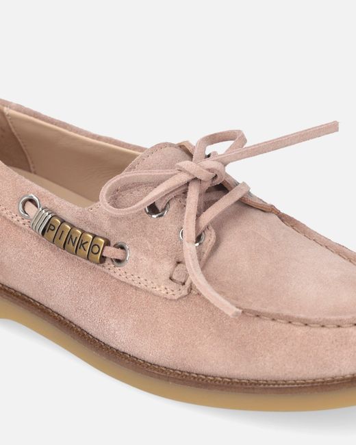 Pinko White Suede Moccasins With Jewel Details