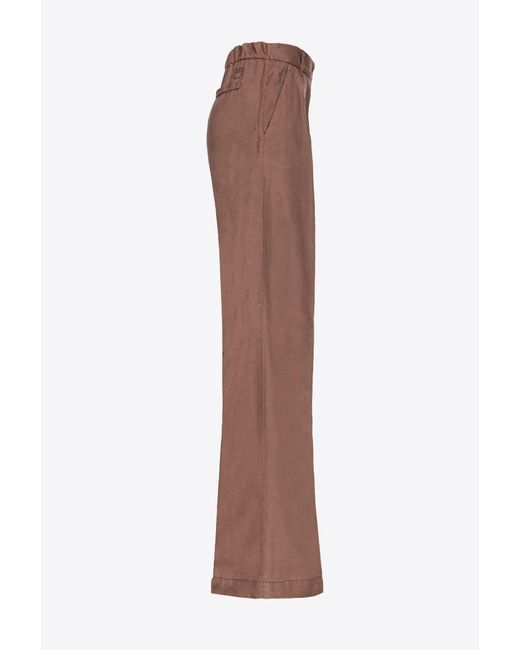Pantaloni wide leg lyocell di Pinko in Brown