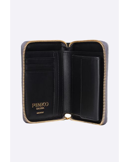 Pinko Multicolor Galleria Square Zip-around Wallet In Punched Reptile Skin