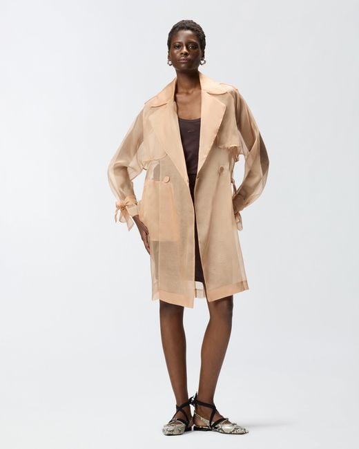 Pinko Natural Silk Organza Trench Coat