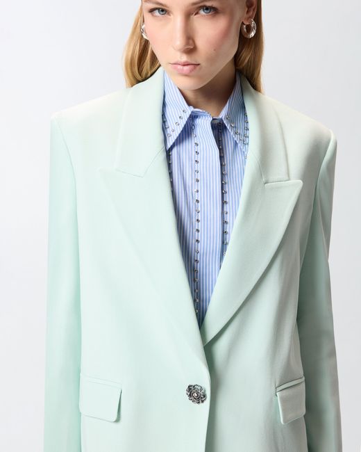 Pinko Blue Jacket With Rose Jewel Buttons