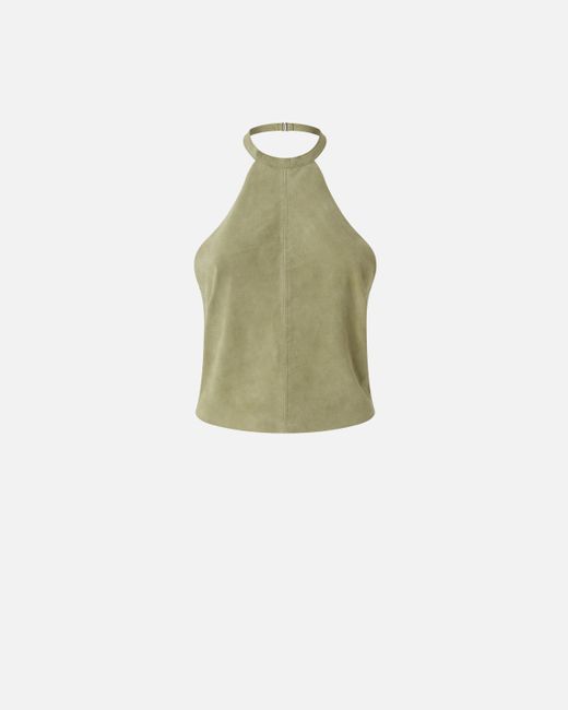 Pinko Green Open-back Suede Top
