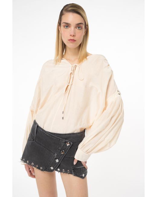 Pinko Natural Voile Blouse With Piercing Detail