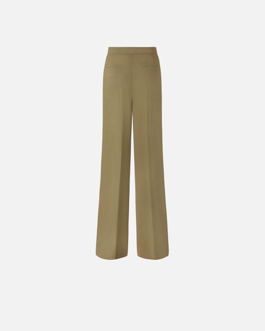 Pinko Green Stretch Linen Trousers With Crease