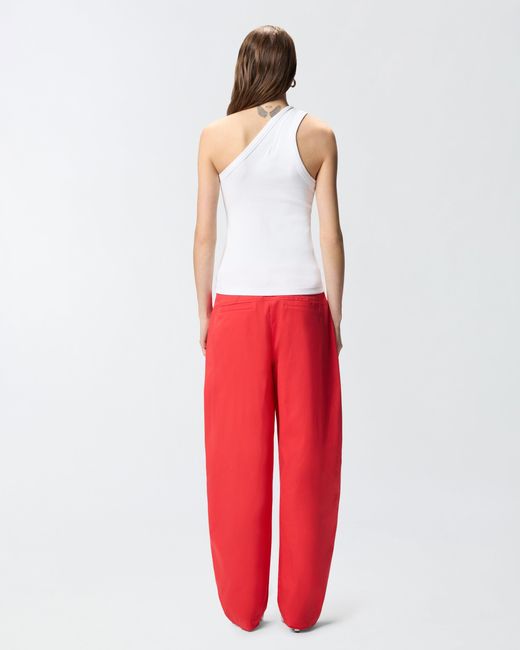 Pinko White Rib-Knit Tank Top With V-Neck And Logo