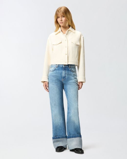 Pinko Natural Cotton And Wool Bouclé Trucker Jacket