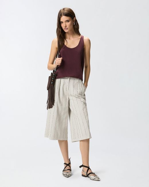Pinko White Bermuda Shorts With Jewel Stripes