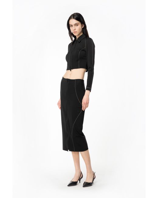 Pinko Black Calf-length Scuba Skirt