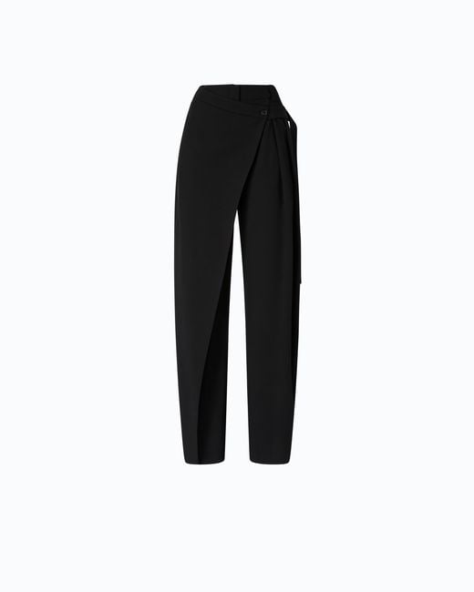 Pinko Black Wide-Leg Wrap Trousers