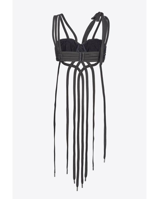 Pinko Black Top With Criss-cross Lacing